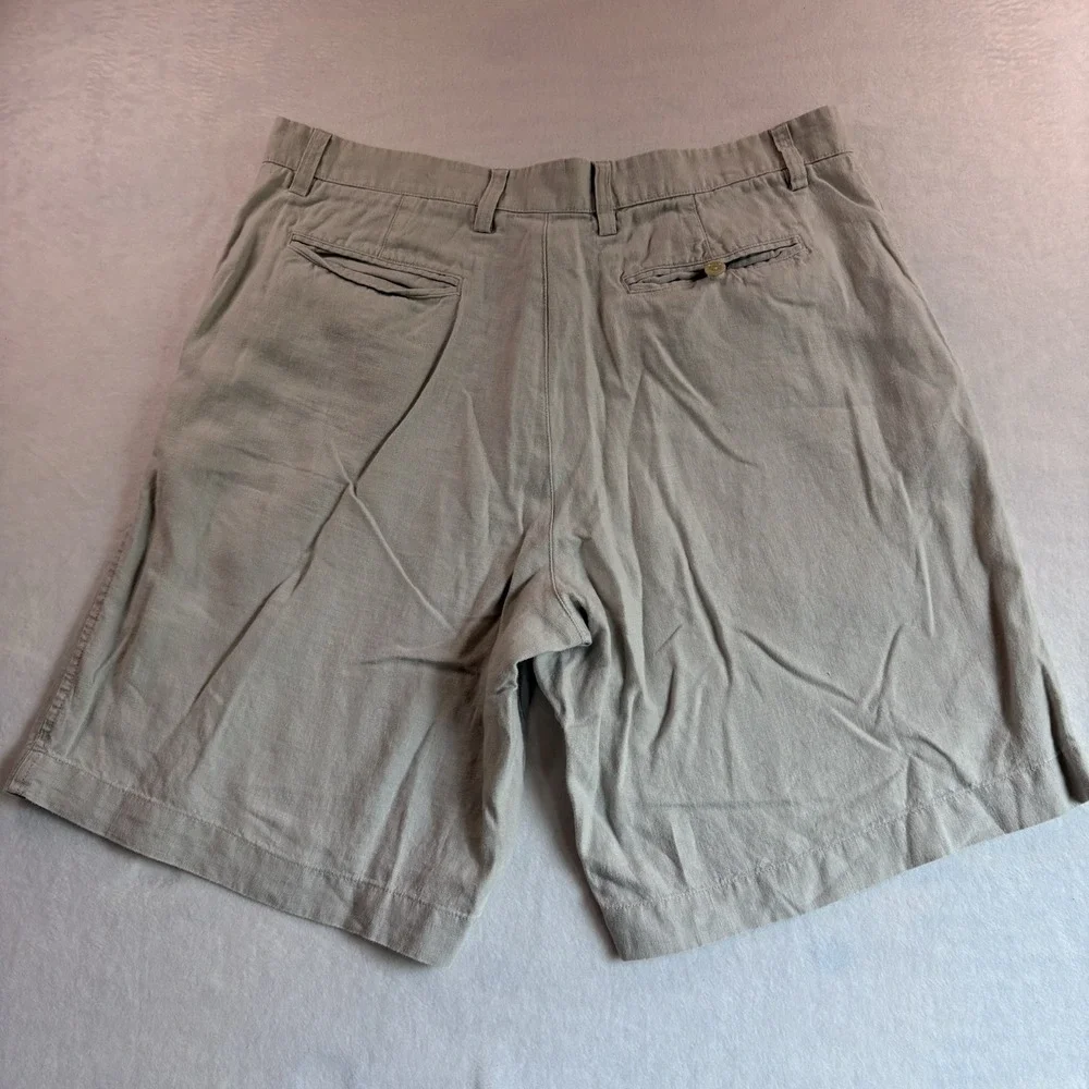 Banana Republic Factory Linen Shorts Mens 36 Beige Flat Front Summer Casual 10
